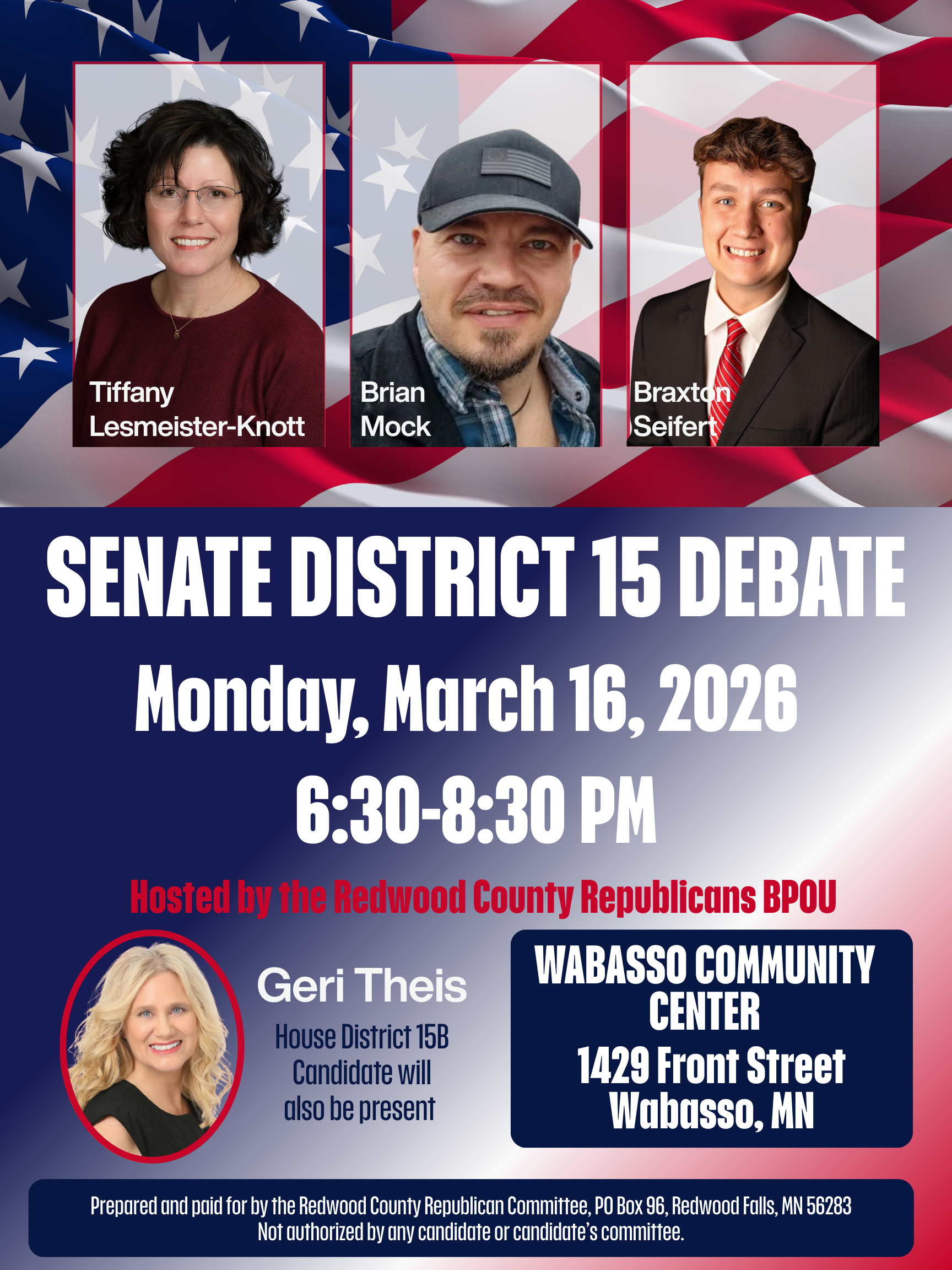 SENATE DISTRICT 15 CANDIDATE DEBATE – Redwood County MN Republicans